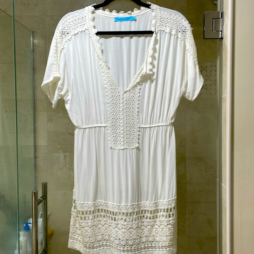 Crocheted detail swimsuit coverup